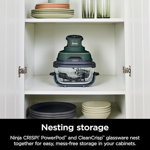 Ninja Crispi 5-in-1 Glass Air Fryer | With Nontoxic 2.5 QT, 4QT, 6-Cup Containers & Lids | Microwave, Freezer & Dishwasher Safe | 450°F Max Temp | Green | FN103BF - Image 16
