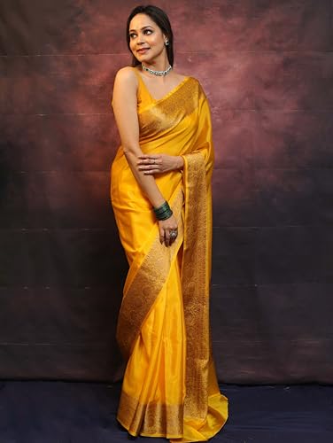 Image of Sugathari Women's Banarasi Saree Pure Kanjivaram Silk Saree Soft new ladies 2025 Design Wear Pattu Sarees Sadi Party Sari collections With Blouse Piece (San Pari-225)