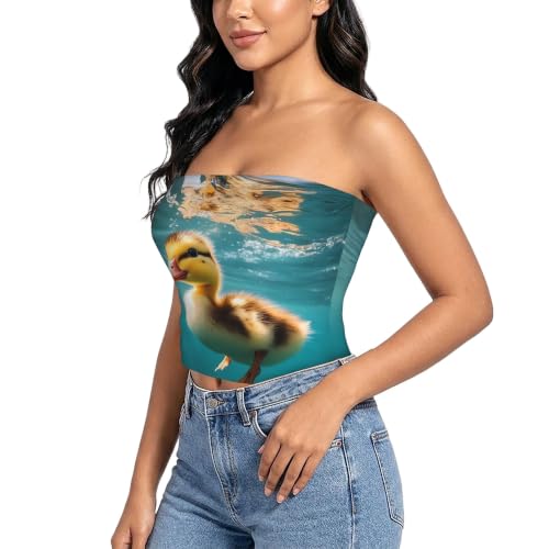 Top Banda Sin Tirantes Con Estampado De Patito Para Natación Subacuática miniatura 2