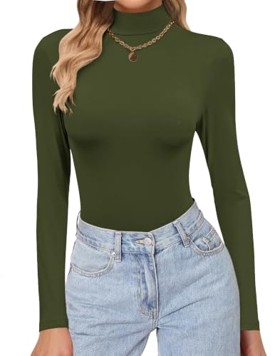 Image of Ekouaer Womens Turtleneck Shirts Long Sleeve Lightweight Fitted Thermal