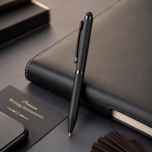 Image of Pen Paradise Set of 2 Matte Black Mini Ball Pen with Glossy Clip | Twist Mechanism | Smooth 0.6mm Blue Ink | Metallic Premium Pocket Pen for Office, Professionals & Gifting