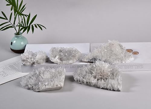 Image of AMOYSTONE Natural Clear Quartz Cluster (Raw Crystal) Healing Stones for Home Office Desk Decor - Feng Shui Energy Cleansing Gift for Women, Men (10.5-17.6 oz)