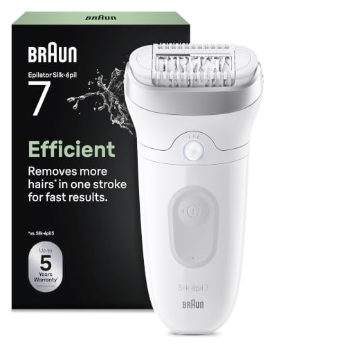 Braun Silk-épil 7, Épilateur Avec Tête Large Pour Épilation Facile, Étanche, Peau Douce Longue Durée, 7-011, Blanc/Argent