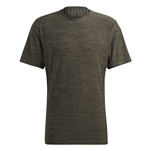 Adidas Herren Train Essentials Stretch Training Tee, Olive strata/Black/Black, M