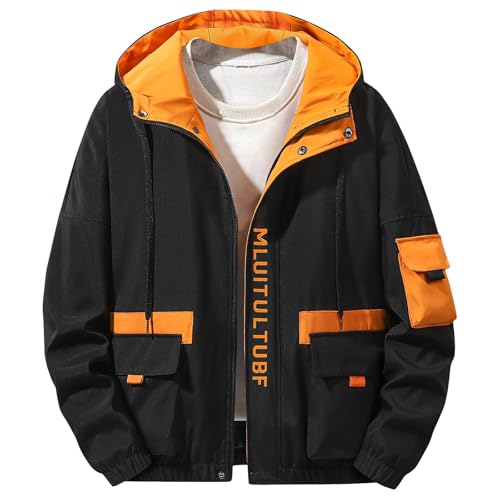 Uillui Men's Hooded Waterproof Jacket Outdoor Casual Hiking