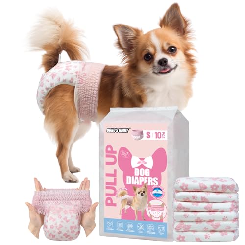 DONO Pañales para Perras, 10 Unidades, Pañales Perro Hembra, Braguitas para el celo, Pañales Pull-up para Perros, Pañales para Gatos, superabsorbentes, incontinencia, S (22-43 cm)