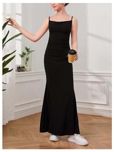 WDIRARA Girl's Cowl Neck Sleeveless Ruched Bodycon Ruffle Hem Cami Dress Party Dresses2