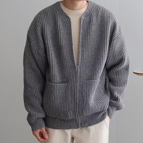 Womens Sweaters,Men's Full Zipper Cardigan Sweater Solid Color Knitted Sweaters Knitted Men Casual Sweater Cardigan 6