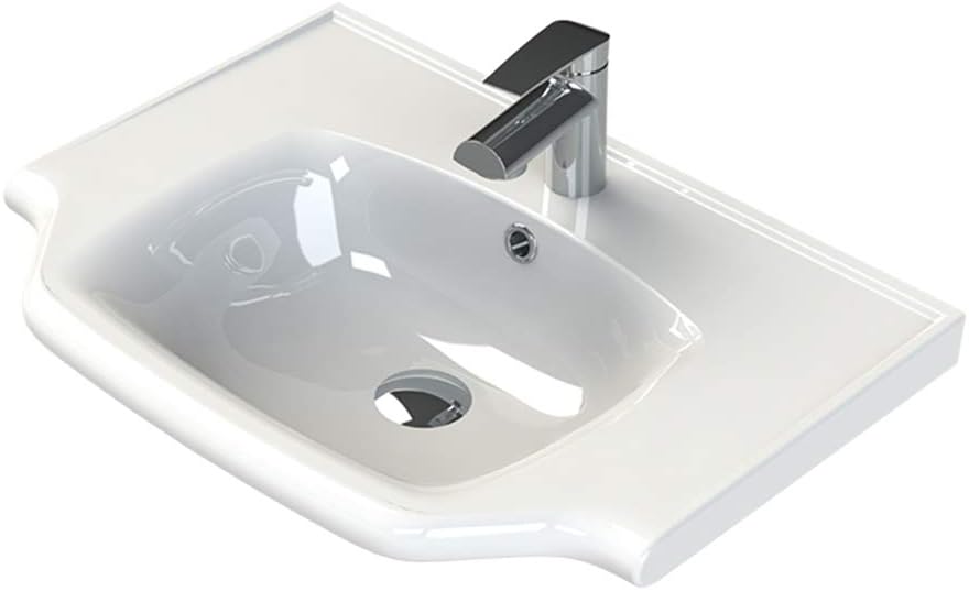Yeni Klasik White Ceramic Rectangular Wall-Mounted Sink
