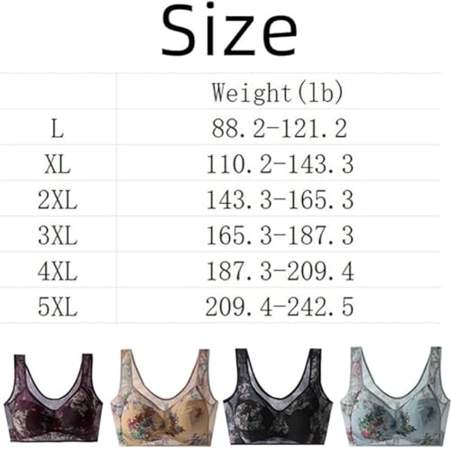 DAMYTION ElleBloom - Ice Silk Lace Kühlender Komfort-BH, Knopfloser Komfort-BH, Nahtloser Drahtloser Push-Up-BHs für ältere Menschen, 2 Stück, A, XXX-Large