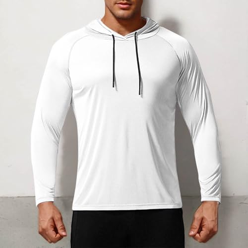 Men's UPF 50+ Workout Shirts, Long Sleeve UV Sun Protection Hoodie, Hiking Running Swim Athletic Rash Guard Shirt2