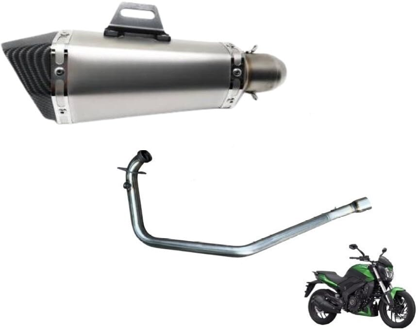 Sports exhaust hexa silver carbon tip Stainless Steel Exhaust Silencer 36-51 mm Muffler Pipe with Stainless Steel Exhaust full Bend Pipe Compatible for dominar 250/400 BS 4-image-32