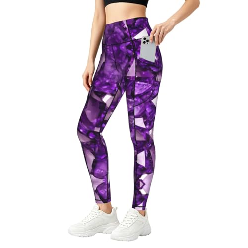 Legging violet améthyste avec poches : finis les leggings transparents à la salle de sport