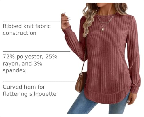 JUSTFASHIONNOW Womens Long Sleeve Tunic Tops Crew Neck Lightweight Sweaters $4.79 AC + 40% Off Code OD4UBXBP - image 4
