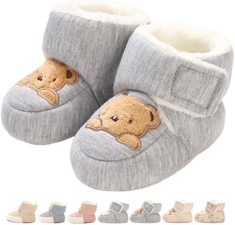 Baby Winterschuhe Wärme Babyschuhe Winter Anti-Rutsch Verstellbare Neugeborene Schneeschuhe Lauflernschuhe Gefütterte Thermo Fleece Krabbelschuhe Hausschuhe Winterstiefel 0-18 Mona