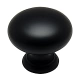 Cosmas 4950FB Flat Black Cabinet Hardware Round Mushroom Knob - 1-1/4' Diameter