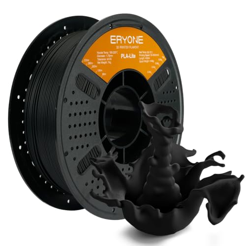 ERYONE PLA Lite Filament 1.75 mm 1KG Filament PLA Lite For 3D Printer +/- 0.03 mm 1 kg/Spool Schwarz