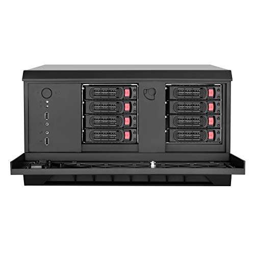 Image of Silverstone Technology CS381 Micro-ATX /Mini-DTX /Mini-ITX 8-Bay Hot-Swap 2.5 inch /3.5 inch SAS-12G NAS Storage Case with Two 120mm Dual Ball Bearing Fan, Black, SST-CS381B
