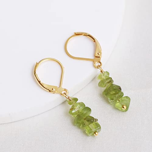 Gempires Natural Green Peridot Gemstone Earrings August Birthstone Handmade Jewelry Hypoallergenic Gold Plated Lightweight Drop Dangle Earrings For Women4