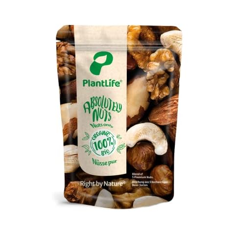 PlantLife BIO Nussmischung "Absolutely Nuts" 650g - Premium Nuss Mix aus 5 Sorten Rohen, Ungerösteten und Ungesalzenen Nüssen Cover