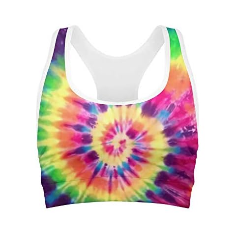 AFPANQZ Padded Racerback Sports Bras for Women Activewear Tops for Yoga Running Fitness Gym Active Wear High Impact Workout, Tie Dye, XXL Cover