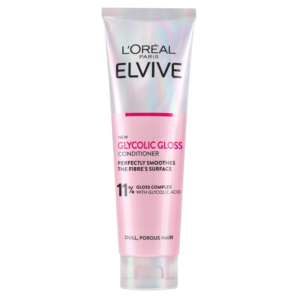 L'Oreal Paris Elvive Glycolic Gloss Conditioner, With Gloss Complex and Glycolic Acid, Fills and Seals Hair Fibres, For Long-lasting, Smooth and Shiny Hair, Ideal for Dull Hair, 150ml