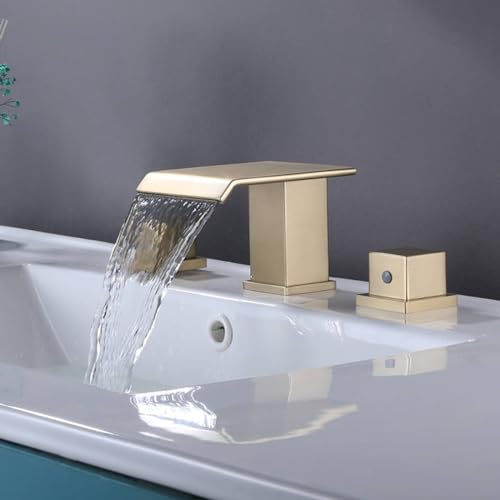 Robinet cascade 3 trous lavabo salle de bains mitigeur eau chaude et froide en laiton
