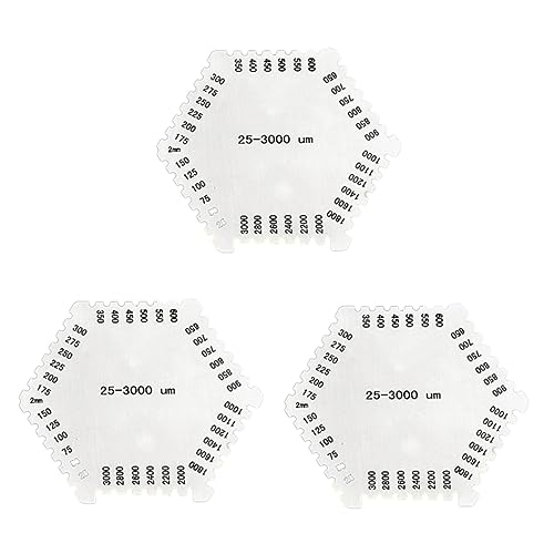 OKUMEYR 3 Piezas Peine De Película Húmeda Medidor De Espesor De Película Medidor De Espesor De Soldadura Medidores De Espesor Medidor De Espesor De Alta Precisión Silver