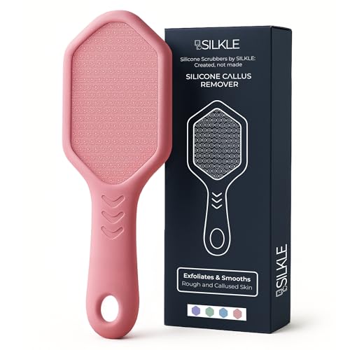 Silicone Foot Callus Remover - Nano Glass Foot File for Dead Skin and Cracked Heels - Callus Remover for Feet & Hard Skin - Ergonomic Foot Scrubber & Exfoliator for Soft, Smooth Feet - Pink