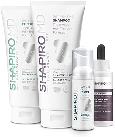 Women's Regrowth Kit Plus: Shampoo, Conditioner, 2% Minoxidil, Leave-In Foamer. Anti Hair Loss and Thinning Hair Solution for Women, 1 Month