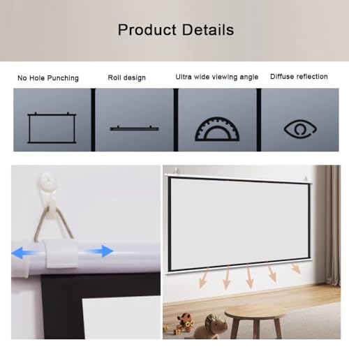 Pantalla manual para proyector 60 pulg 16:9 miniatura 2