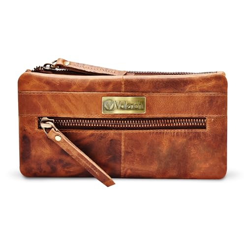 VALENCHI Women's Leather Wallet - RFID Blocking Wallet - Ladies Clutch Hand Purse With Card Holder Slots
