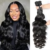 FLPFLP Body Wave Bundles Human Hair 16 18 20 22 Inch 12A Brazilian Virgin Body Wave Human Hair Bundles 100% Unprocessed Natural Color Weave 4 Bundles Deals Full and Thick Hair Extensions