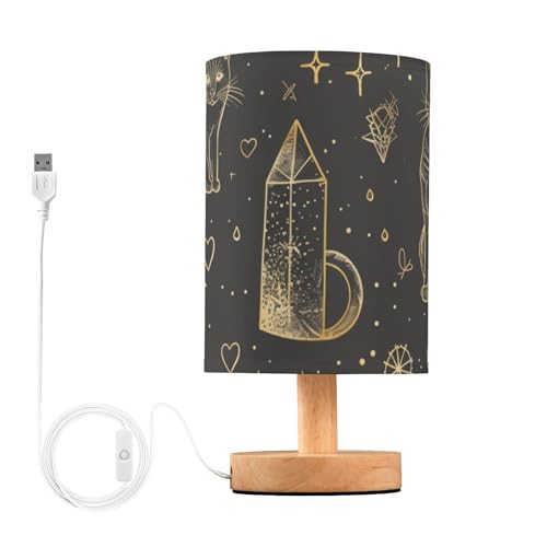 Lámpara de mesa de noche negro y dorado con led miniatura 1