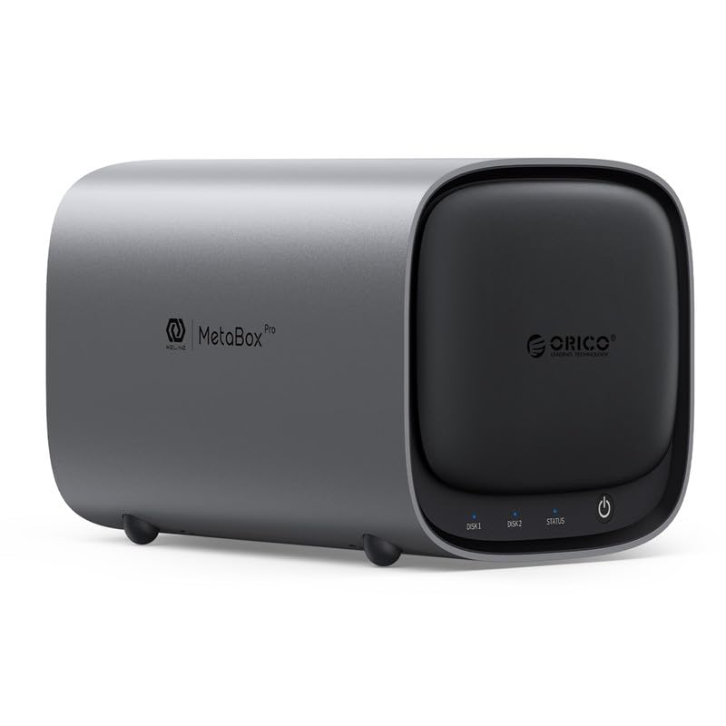 Image of ORICO Network Attached Storage, Link Sharing & Remote Access, AI Albums & 4K Media Library, HDD Slot * 2, M.2 NVMe SSD Slot * 2, 2.5 GbE * 2, MetaBox NAS Storage, HS200-2 Bay (Diskless)