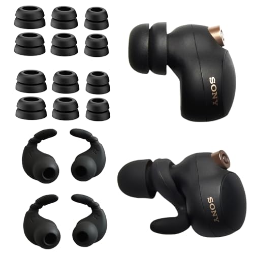 �_�u���t�����W�C���[�`�b�v&�C���[�t�b�N �\�j�[ WF-1000XM5/M4�p ? �t�B�b�g�V���R���C���z���`�b�v + ����~�߃C���[�t�b�N�R���{ (2�C��1�o���h��)�A�u���b�N�B