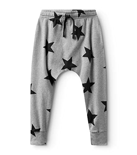 Image of NUNUNU Light Baggy Pants, Toddlers Harem Sweatpants, for Toddler Boys and Girls, 100% Cotton, Unisex, Star -Heather Grey, 2-3 T