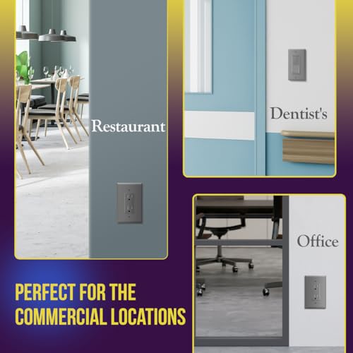Image of ENERLITES Decorator Light Switch or Receptacle Outlet Wall Plate, Gloss Finish, Oversized 1-Gang 5.5 inch x 3.5 inch, Unbreakable Polycarbonate Thermoplastic, UL Listed, 8831O-GY, Gray