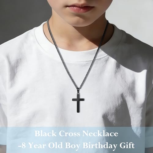 Image of Sereney Cross Necklace for Boys, 8th 9th 13th Birthday Gifts for Toddler Kids Teen Boys Girls, Baptism Gift Mustard Seed Jewelry as Rcia Christian Religious Necklace for Son Daughter Pendants