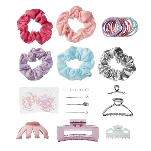Scunci by Conair 82 piece hair accessory kit - hair accessories for women - claw clips - includes stackable storage