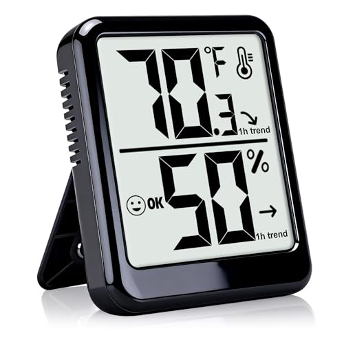 Ayawiss Room Thermometer Indoor Hygrometer Humidity Meter Gauge Digital Temperature and Humidity Sensor Monitor for Home Office House Pets Plants - AAA Battery Included