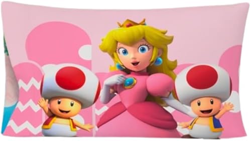 Franco Super Mario Princess Peach Kids Beauty - Funda de almohada de satén sedosa estándar de 20 x 30 pulgadas para cabello y piel, (producto