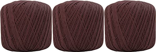 Image of ThreadArt 100% Cotton Crochet Thread Size 10, 3 Ball Pack, Chocolate Brown | Soft pure cotton crochet thread for lace, doilies, amigurumi and crafts. Smooth finish with crisp stitch definition.