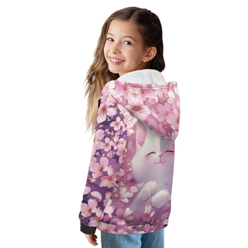 Girls Zip Up Fleece Hoodie 3D Printed Hooded Sweatshirt Hoody Coat with Pocket 6-16 Years3