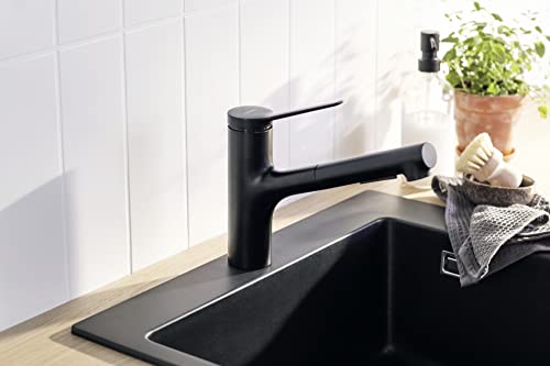 Hansgrohe Zesis Modern Kitchen Faucet 1-Handle 9-Inch Tall Pull Out Sprayer 1.75 Gpm In Matte Black, 74800671 #TOP5