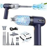 Tiazhan Aspirapolvere manuale, 15000 Pa, potente aspirapolvere a mano, 4 in 1, leggero soffiatore di polvere e aspirapolvere, display a LED, mini aspirapolvere ricaricabile USB, per auto (Blu)