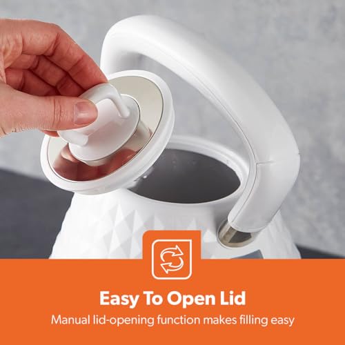 GEEPAS 1.5L Cordless Electric Kettle | Traditional Pyramid Kettle with 360° Rotational Base Strix Control Auto Shut Off & Boil Dry Sensor | Space Saving LED Indicator | 3000W Argyle White (Renewed) - Image 4