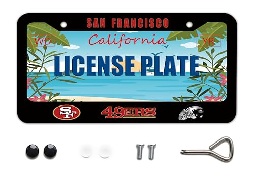 BOARLIDA American Football Design License Plate Frame 49ers Decorative Stainless Steel Car License Plate Cover for Men Women Boys Girls Fans 12 X 6 InchBoys 12 X 6 Inch