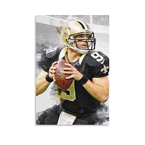 Toile Oeuvre Peinture Football Drew Brees - Déco Murale Chambre Ado et Grand Poster Sport