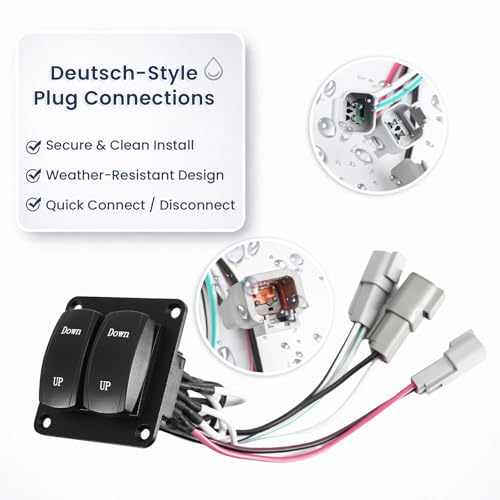 Image of 9 inch x 12 inch Standard Mount Electric Trim Tab Kit, | 12V(±3V) Boat Trim Tabs w /Double Rocker Switch,Stainless Steel Planes,Deutsch-Style Connectors for 16-25 ft Boats